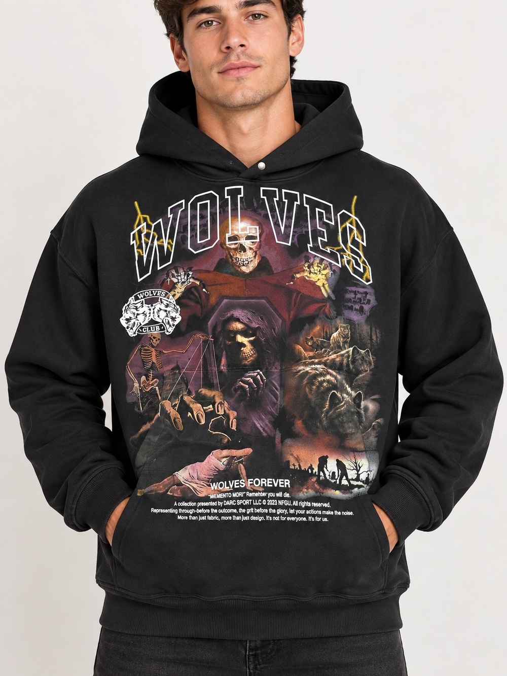 Darc Sport Wolves Club Mori Awaits Vintage Pierce Black Hoodie men’s size Large
